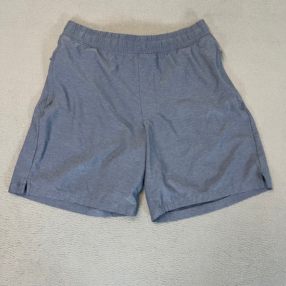 All in Motion Mens Heathered Blue Gray Athletic Shorts Zipper Pockets Medium 7"